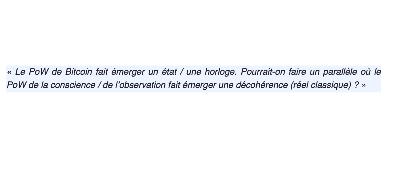 A PARTE : "Conscience, Temps et Bitcoin" Analyse croisée de deux cadres théoriques